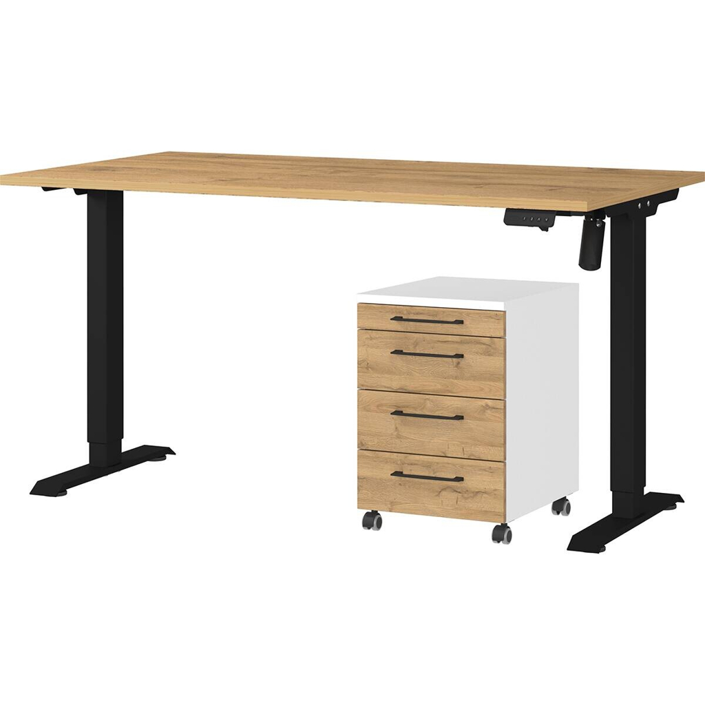 Büro-Sets 9749-559 Eiche Grand-Son Nachbildung weiß schwarz B/H/T: ca. 197x119x80 cm
