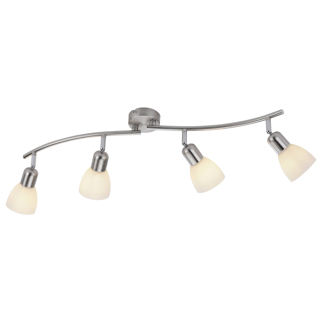 Just Light Spotbalken PN11954-55 Karo stahlfarbig weiß Aluminium Kunststoff Glas B/H/L: ca. 22x21x87 cm E14 4 Brennstellen