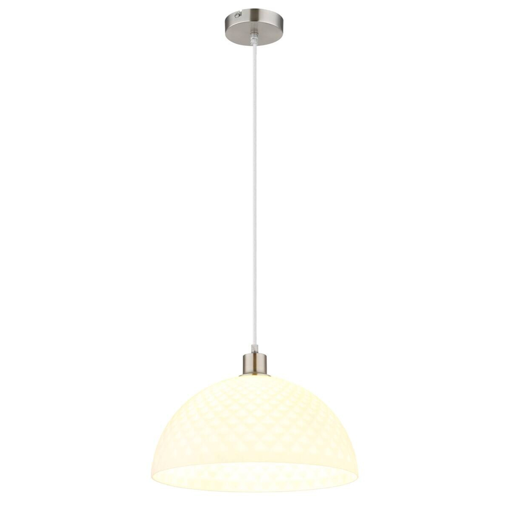 GLOBO Pendelleuchte Opal nickel Glas Metall PVC H/D: ca. 120x35 cm E27 1 Brennstellen