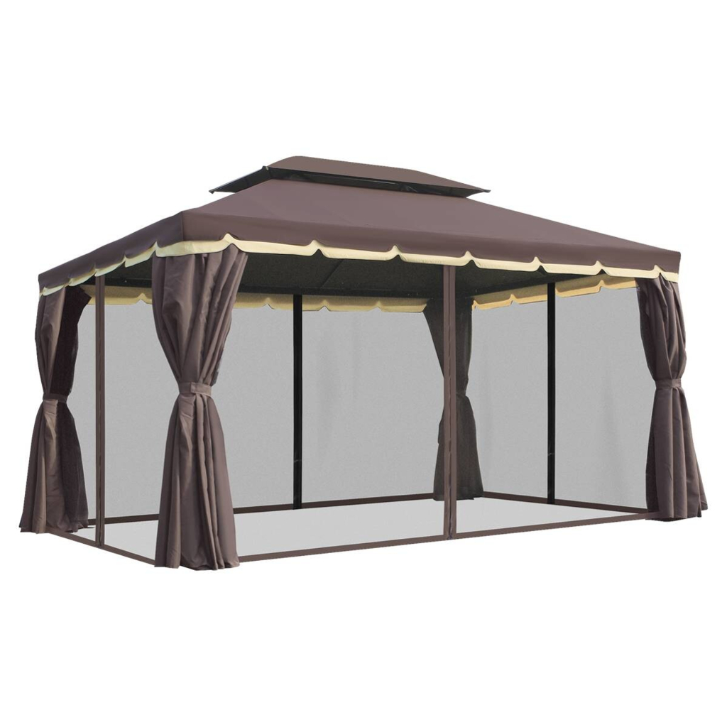 Outsunny Pavillon kaffee Aluminium B/H/L: ca. 290x280x390 cm