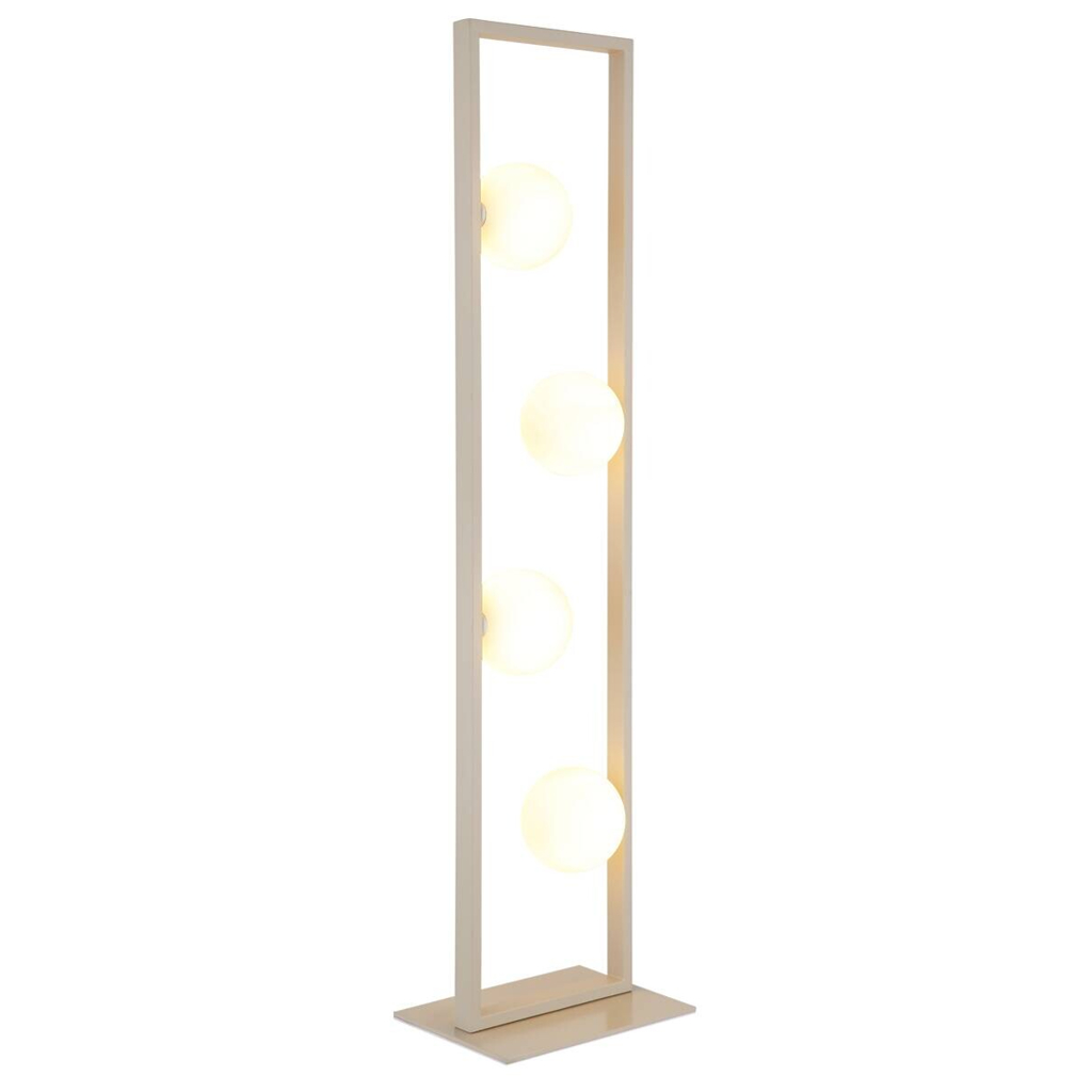 GLOBO Stehlampe Opal rostfarbig sand Glas Metall B/H/L: ca. 20x110x28 cm G9 4 Brennstellen