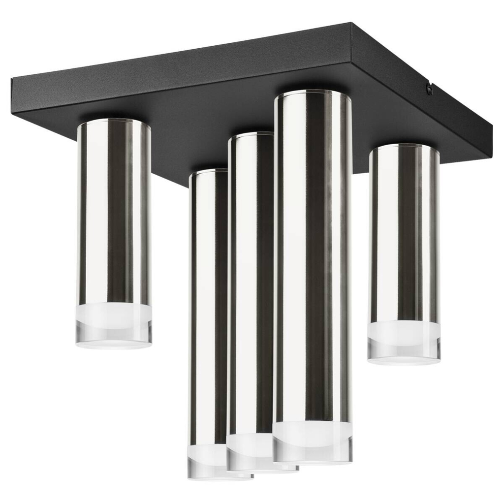 Lamkur Deckenleuchte schwarz silber Stahl B/H/L: ca. 30x31,5x30 cm E27 5 Brennstellen