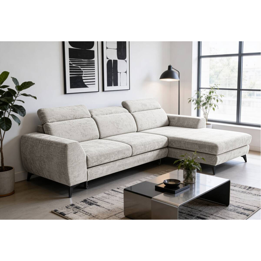 Ecksofa mit Bettfunktion und Bettkasten leinen Microfaser B/T: ca. 264x191 cm
