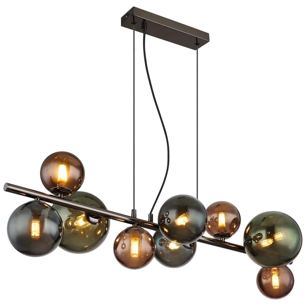 GLOBO Pendelleuchte grün grau Metall B/H/L: ca. 36x120x86 cm G9 9 Brennstellen