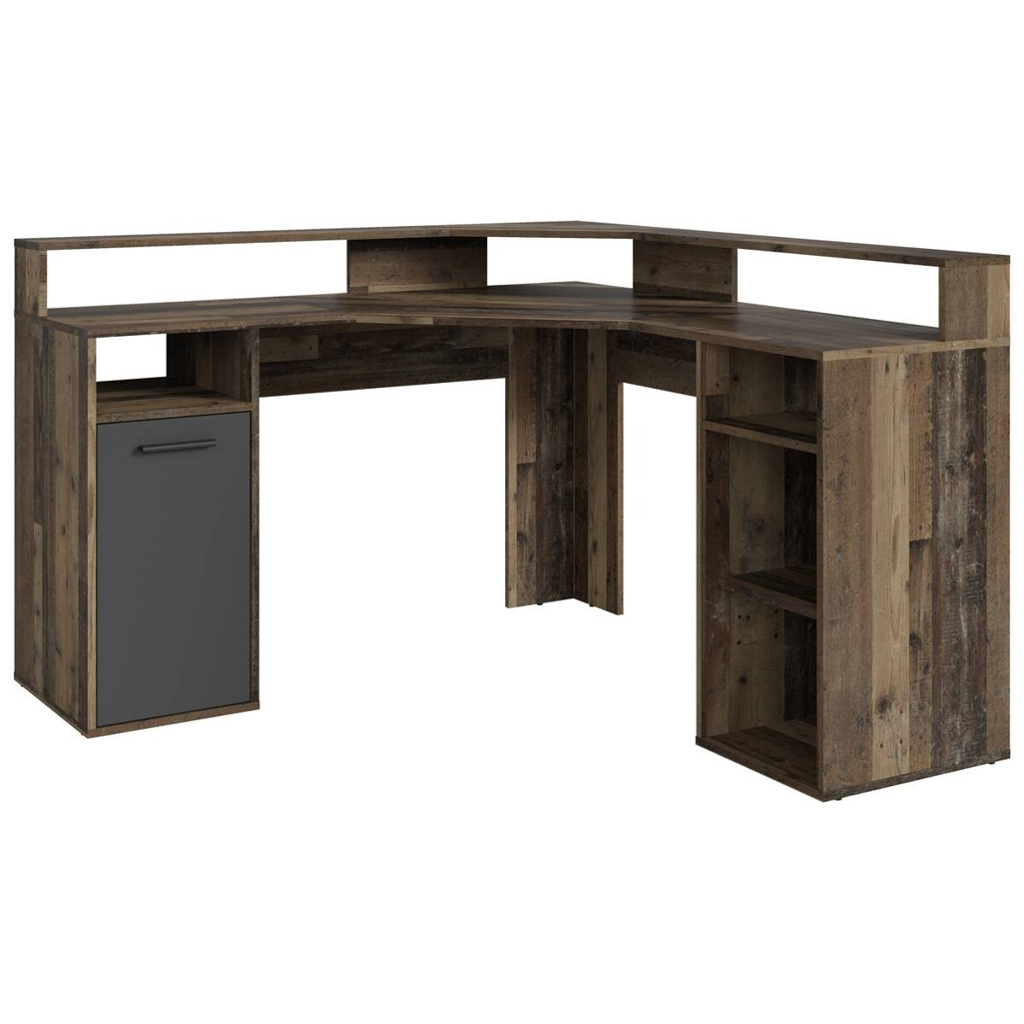 Schreibtisch FOX Eiche Old Wood Nachbildung anthrazit B/H/T: ca. 139x90,8x139 cm