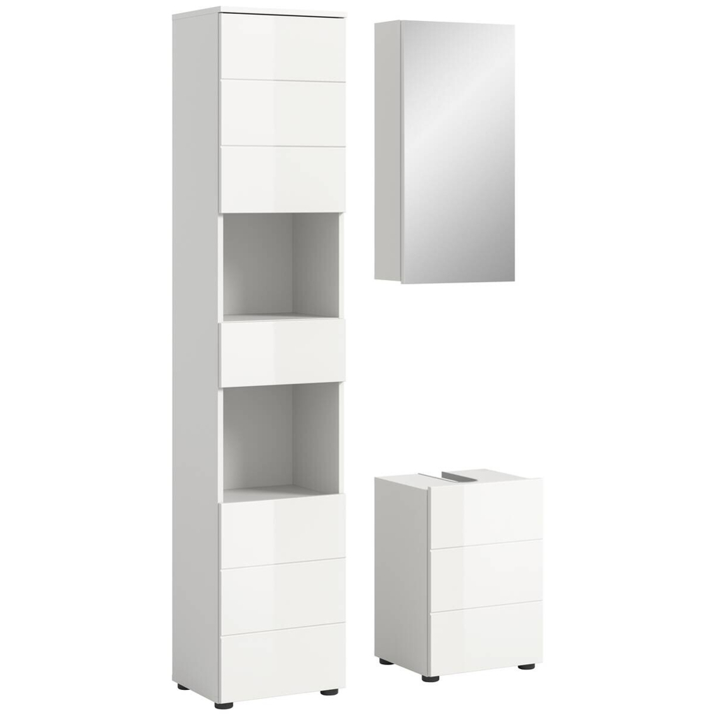 Badezimmer-Set VIRA weiß weiß Hochglanz B/H/T: ca. 91x190x34 cm