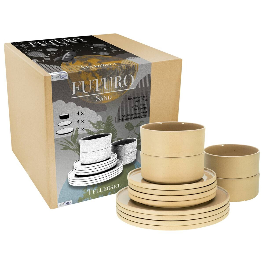 CreaTable Tafelservice Futuro sand Steinzeug 12 tlg.