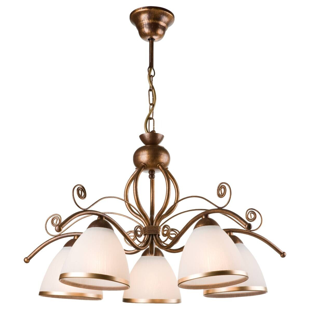 Lamkur Pendelleuchte Retro II braun Stahl Glas H/L: ca. 73x49 cm E27 5 Brennstellen