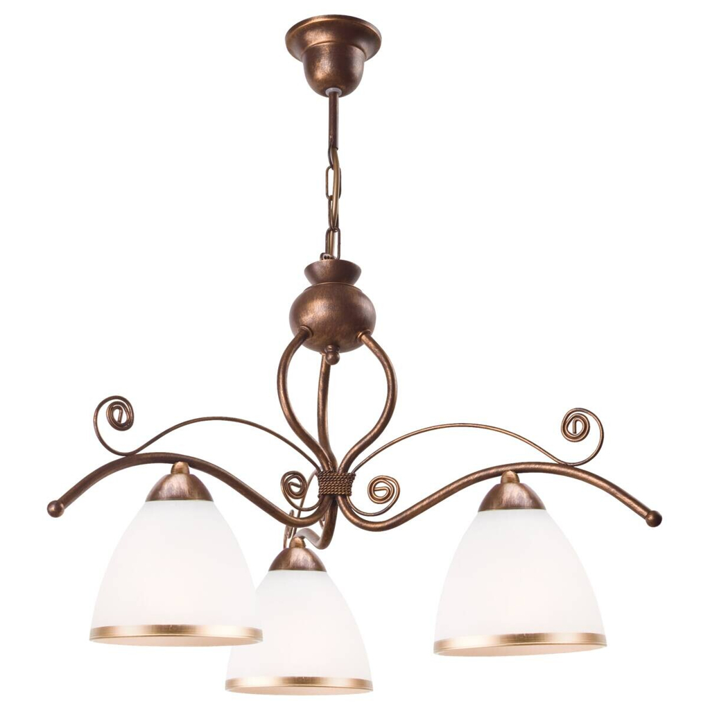 Lamkur Pendelleuchte Retro II braun Glas Stahl H/L: ca. 73x41 cm E27 3 Brennstellen