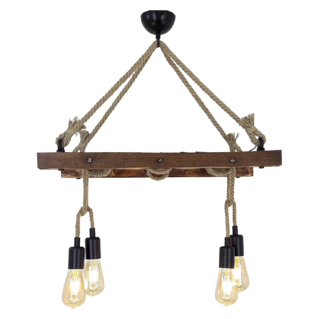 Opviq Pendelleuchte Merdiven nussbaum B/H/T/L: ca. 80x60x34x80 cm E27 4 Brennstellen
