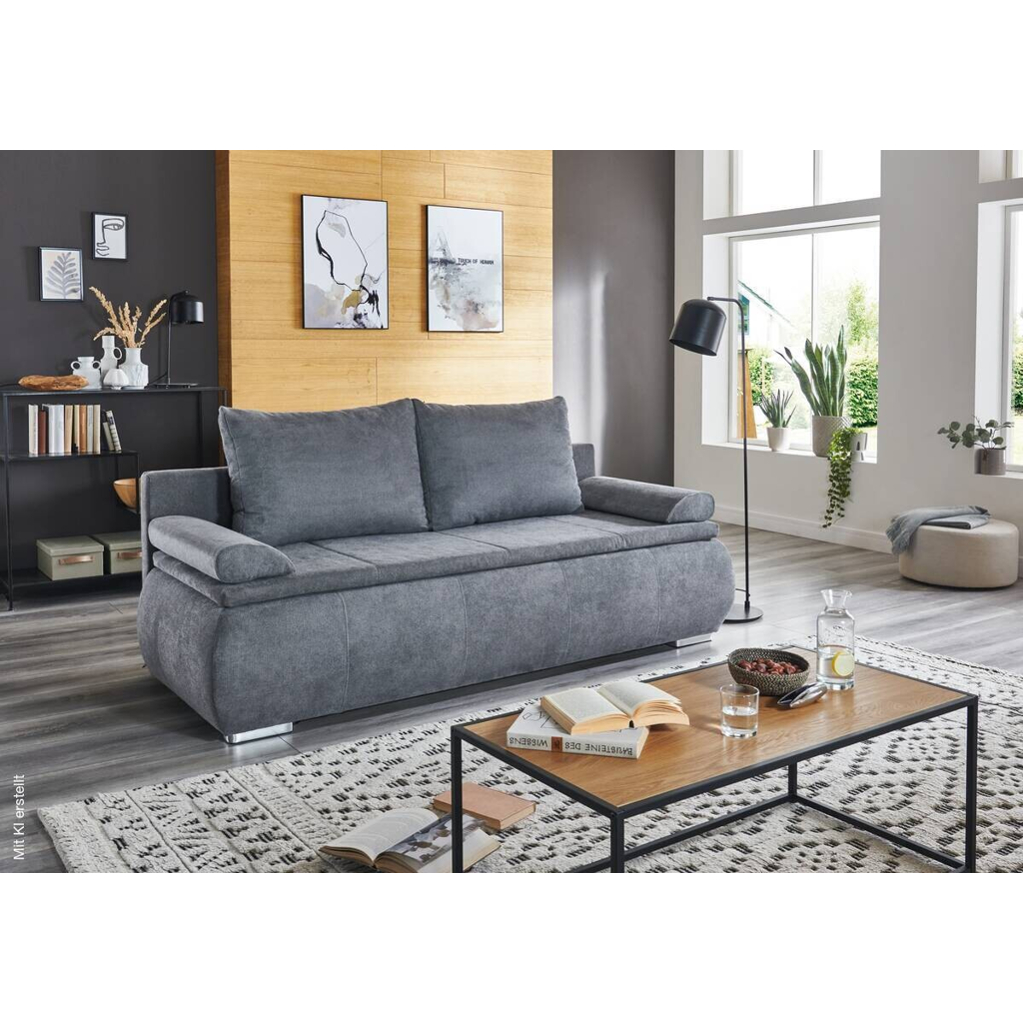 Dauerschlafsofa Lenon grau Microfaser B/H/T: ca. 207x94x90 cm