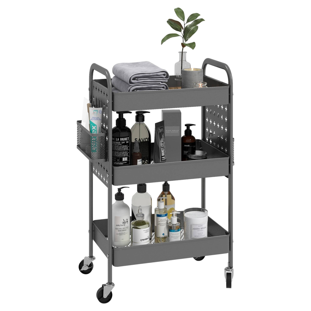 HOMCOM Küchenwagen dunkelgrau Polypropylen B/H/L: ca. 30,5x53,5x75 cm