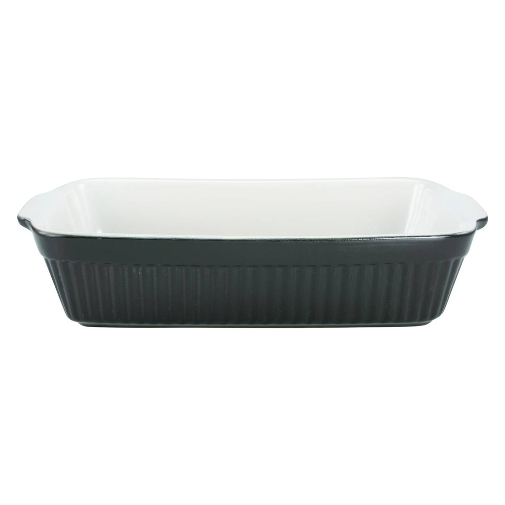 CreaTable Auflaufform Classic BLACK &amp; WHITE schwarz Steinzeug B/H/L: ca. 20x5,5x34 cm