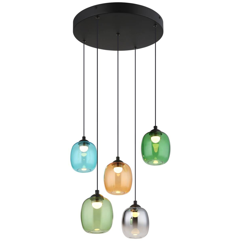 GLOBO LED-Pendelleuchte MINARA 31479508 schwarz bunt Metall Kunststoff Glas H/D: ca. 150x43 cm 1 Brennstellen