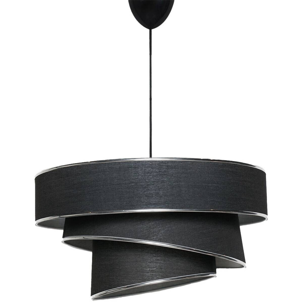 Opviq Pendelleuchte Couper schwarz silber Baumwolle B/H/L: ca. 40x72x40 cm E27 1 Brennstellen
