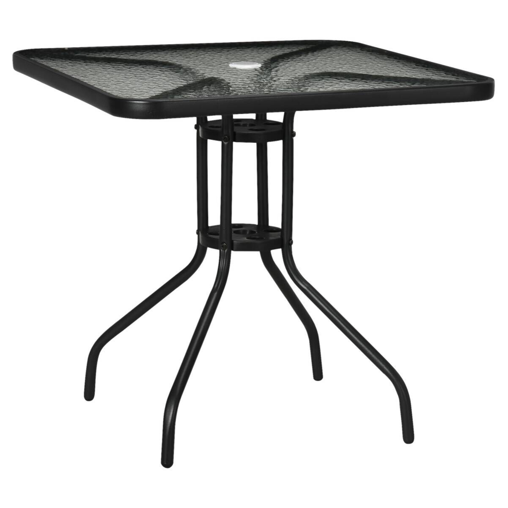Outsunny Gartentisch schwarz Glas B/H/L: ca. 76x72x76 cm