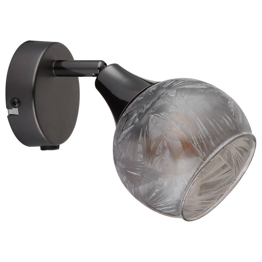 GLOBO Strahler schwarz Chrom Metall Glas B/H/L: ca. 12x14,5x14 cm E14 1 Brennstellen