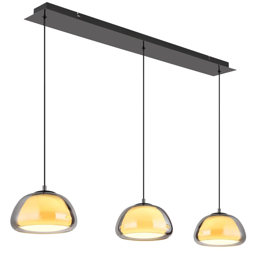 GLOBO Hängeleuchte schwarz Chrom Metall Glas B/H/L: ca. 34x20,5x101 cm