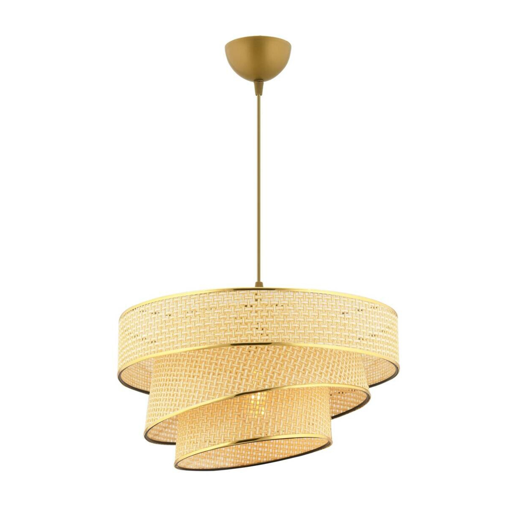 Opviq Pendelleuchte Couper kamel Metall Baumwolle B/H/L: ca. 40x72x40 cm E27 1 Brennstellen