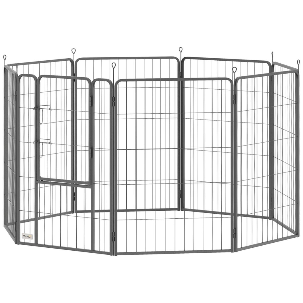 PawHut Welpenauslauf schwarz Stahl B/H/L: ca. 136x100x136 cm