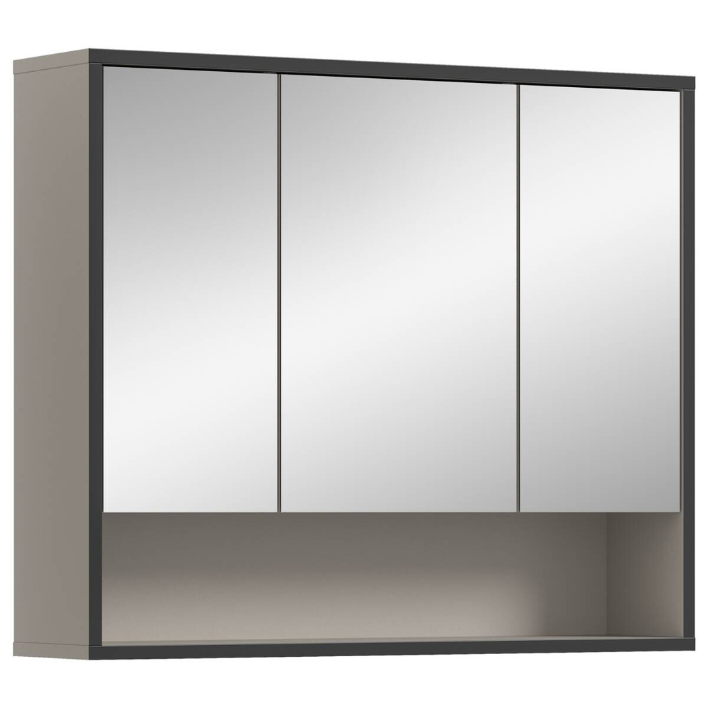 Spiegelschrank BAGNO schwarz Kaschmirgrau Nachbildung B/H/T: ca. 80x68x19 cm