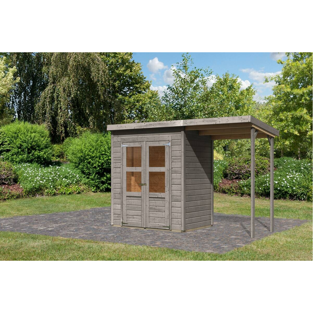Karibu Gartenhaus Tony 0 grau B/H/T: ca. 182x219x126 cm