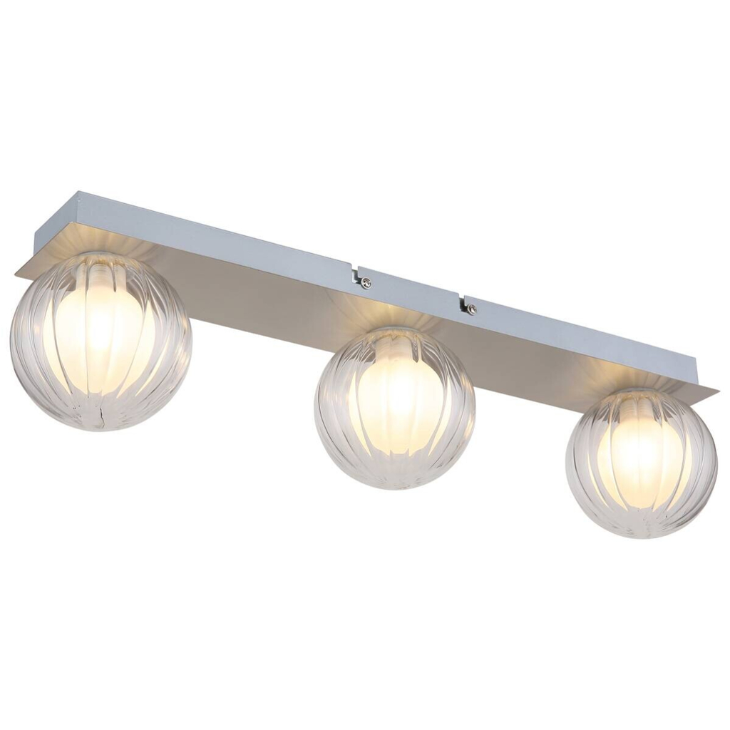 GLOBO Deckenleuchte Ander 41928-3N silber Alu Glas B/L: ca. 10x50 cm G9 3 Brennstellen