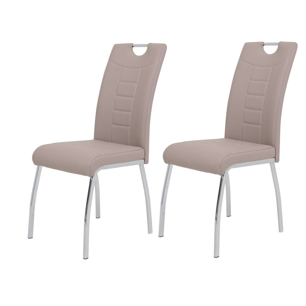 Stuhl Andrea 2er Set Cappuccino Kunstleder Metall B/H/T: ca. 43x100x64 cm