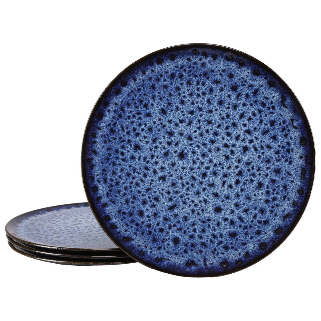 Teller blau Steinzeug D: ca. 33 cm
