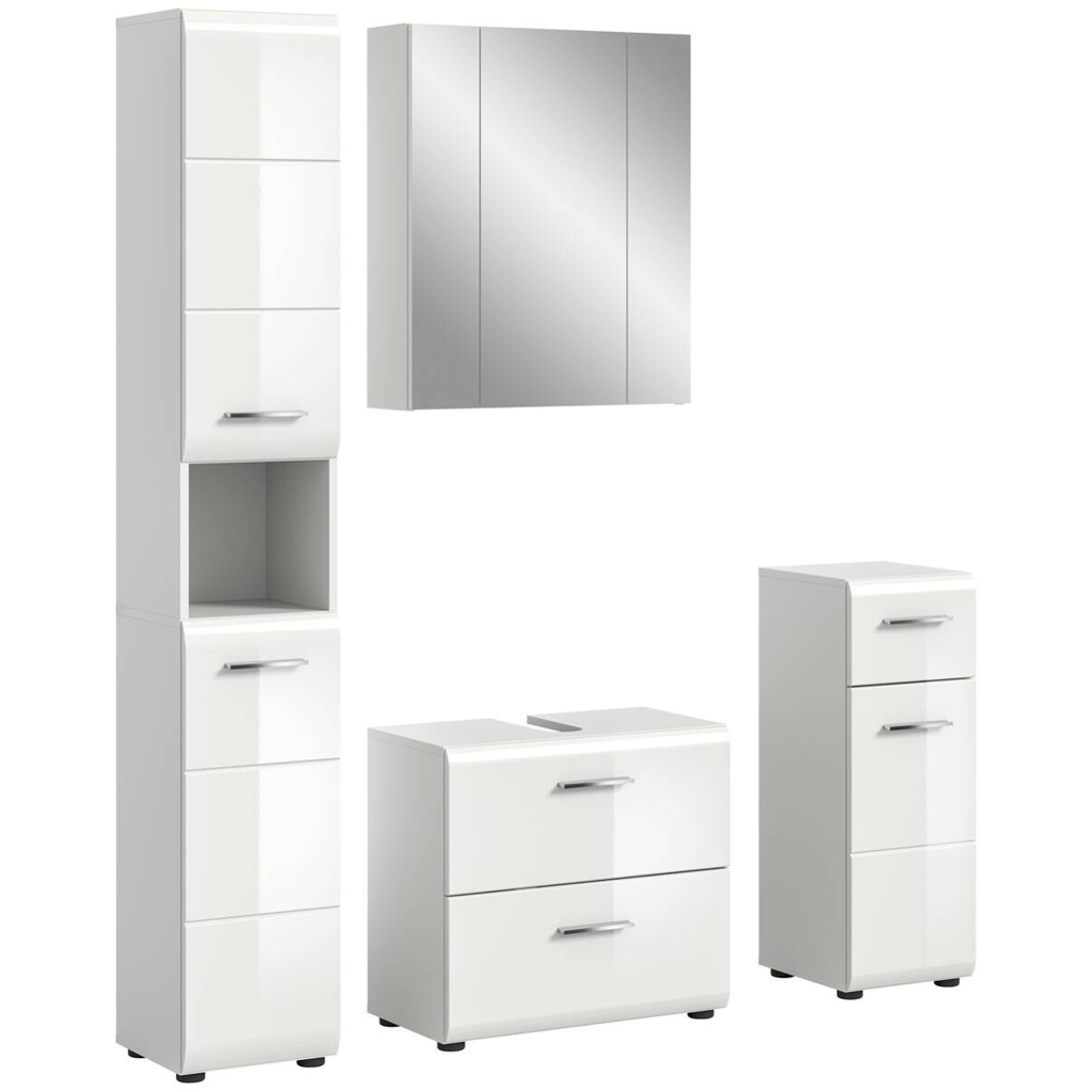 Badezimmer-Set Ice weiß weiß Hochglanz B/H/T: ca. 150x185x30 cm