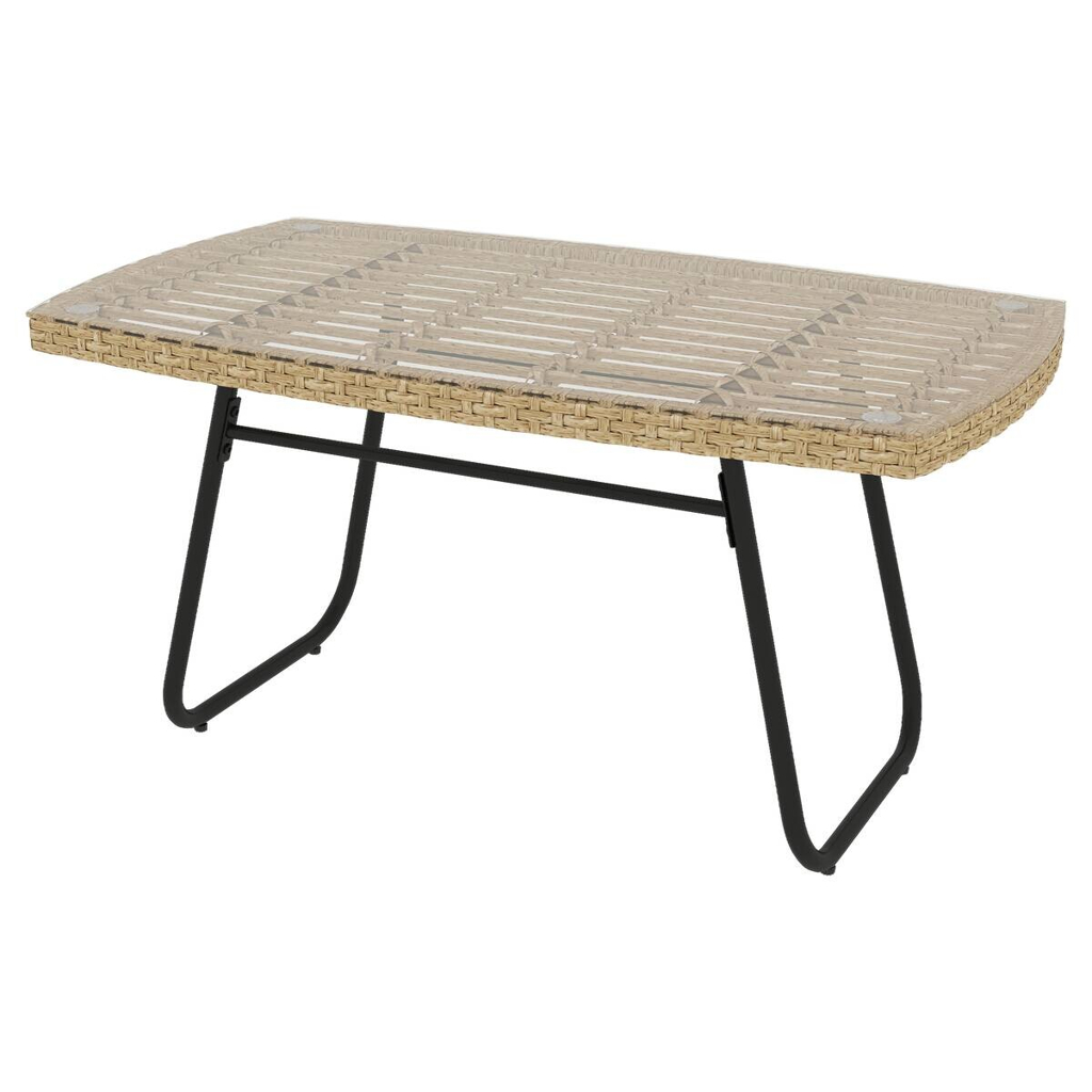Outsunny Rattan-Gartentisch Holzoptik Stahl B/H/L: ca. 50x45x90 cm
