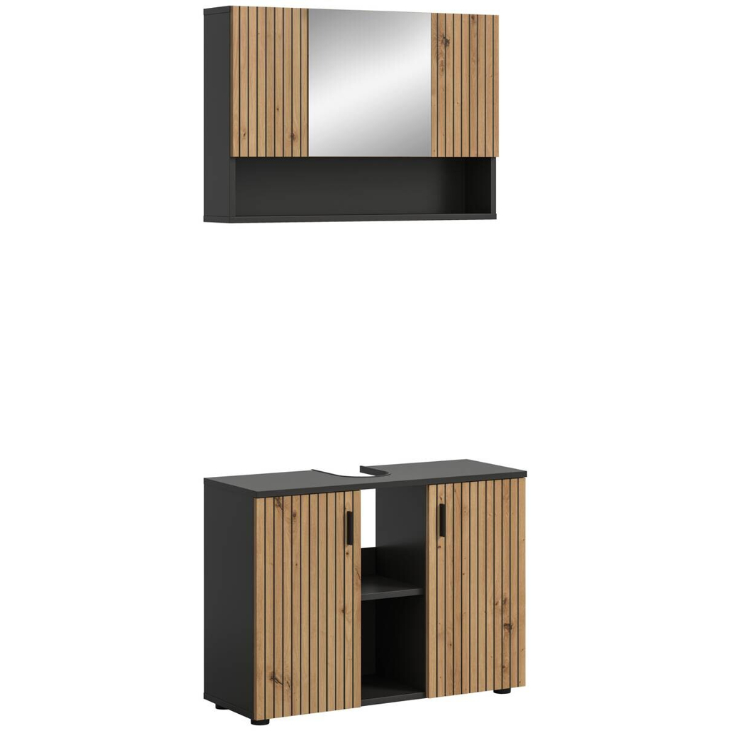 Badezimmer-Set Mone Basalt Nachbildung Artisan Oak Nachbildung B/H/T: ca. 80x180x30 cm