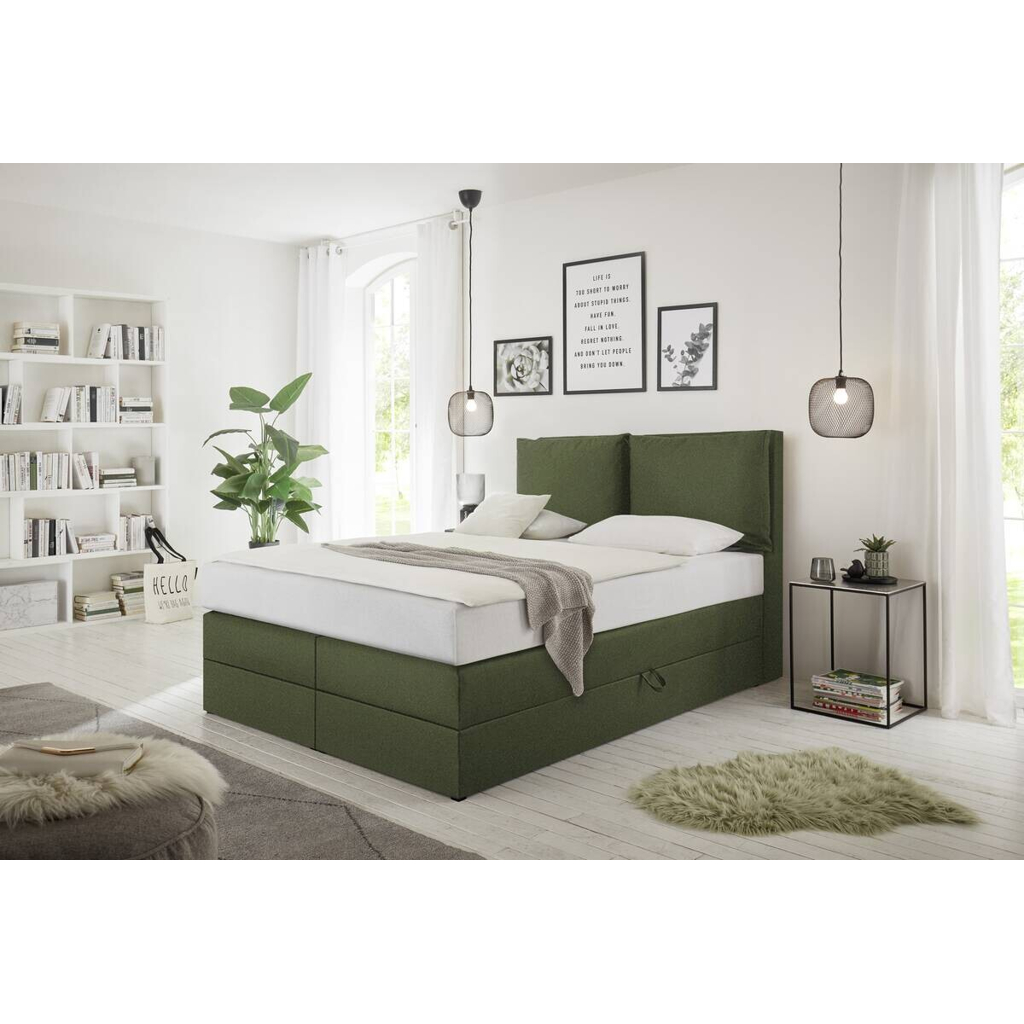 Boxspringbett Lissy olive Liegefläche B/L: ca. 140x200 cm