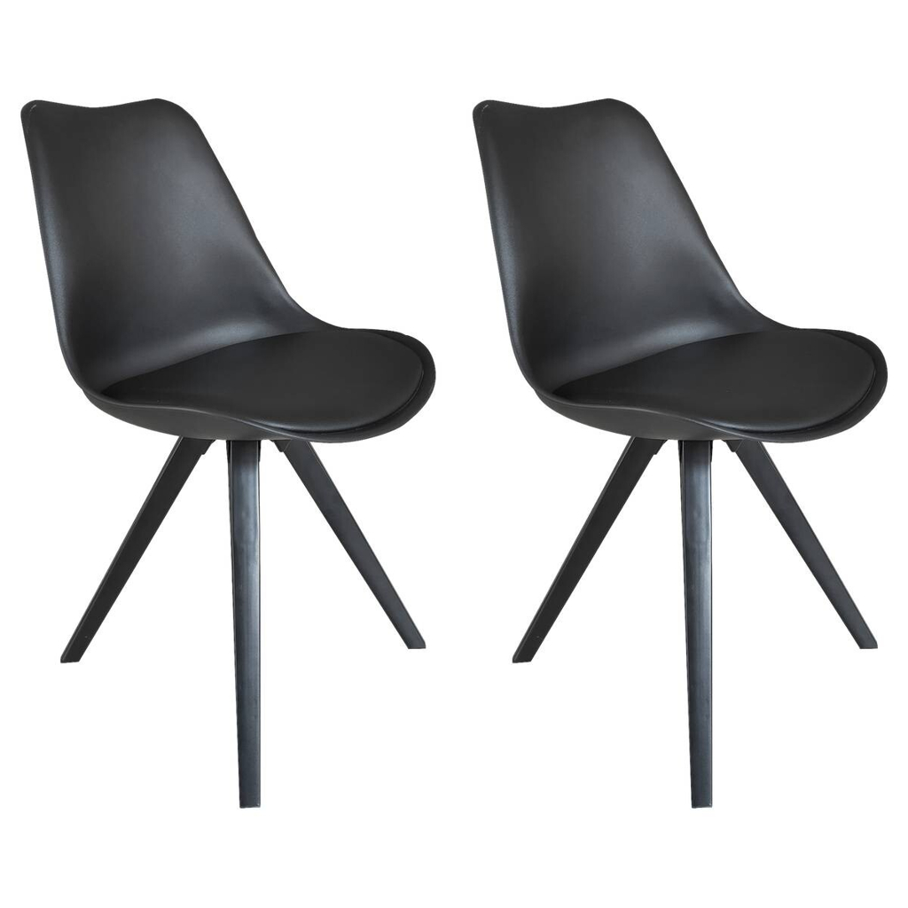 Stuhl KIRA  2er-Set schwarz schwarz schwarz Kunststoff Kunstleder Metall B/H/T: ca. 48x86x55,5 cm