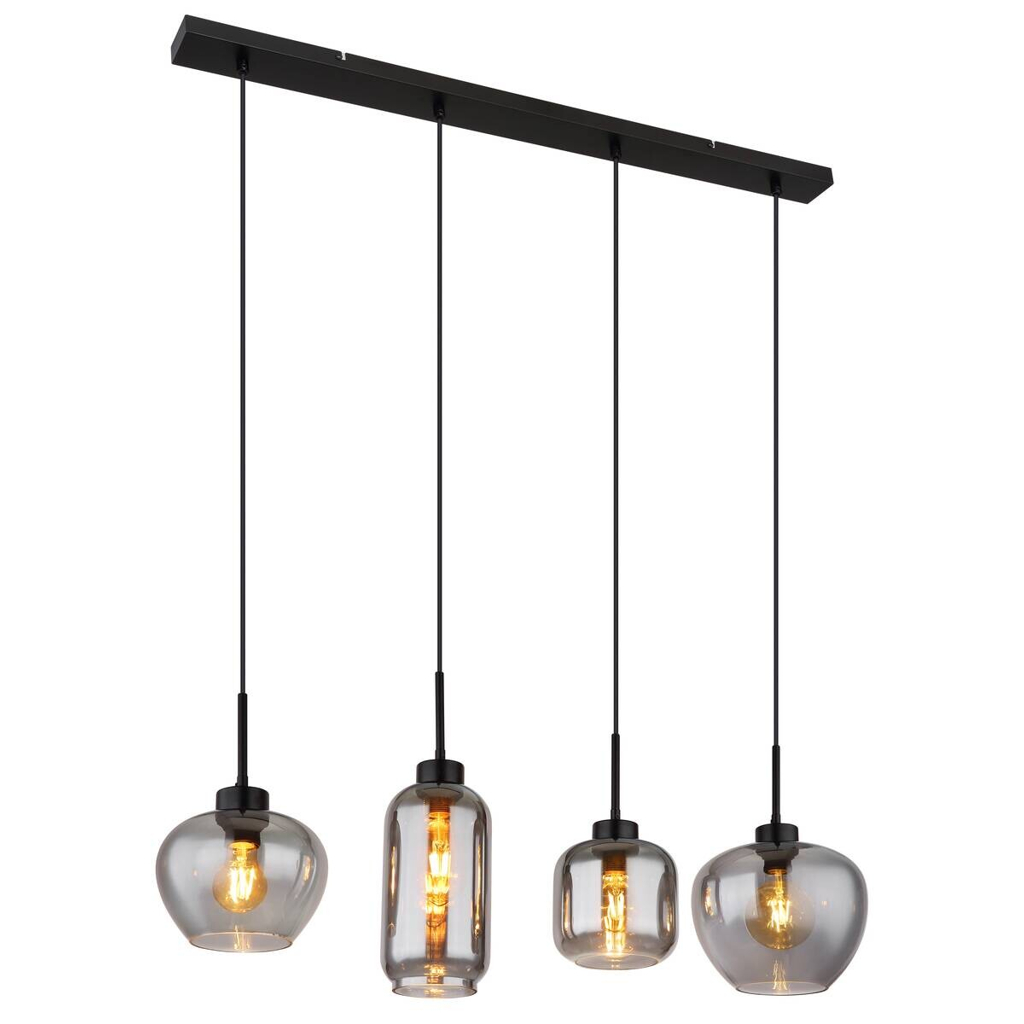 GLOBO Pendelleuchte schwarz Metall B/H/T: ca. 24x120x99,5 cm E27 4 Brennstellen