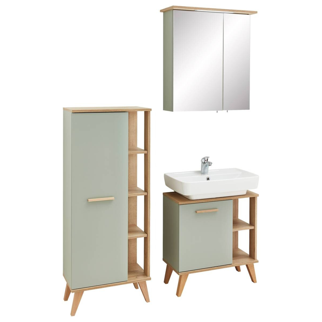 Badezimmer-Set Quickset 963 salbei Nachbildung Eiche Riviera Nachbildung B/H/T: ca. 111x200x33 cm