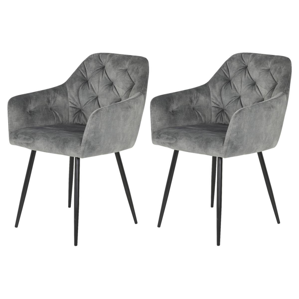 Stuhl Tina 2er Set grau Vintage Samtoptik B/H/T: ca. 56x81x62 cm
