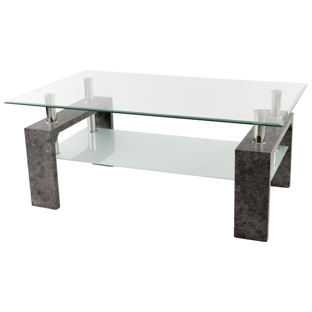 Glascouchtisch Modena glasklar Stein Optik B/H/T: ca. 100x45x60 cm