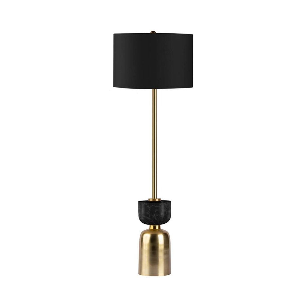 Kayoom Stehlampe gold schwarz Marmor Baumwolle Eisen B/H/L: ca. 30,5x127x30,5 cm E27 1 Brennstellen