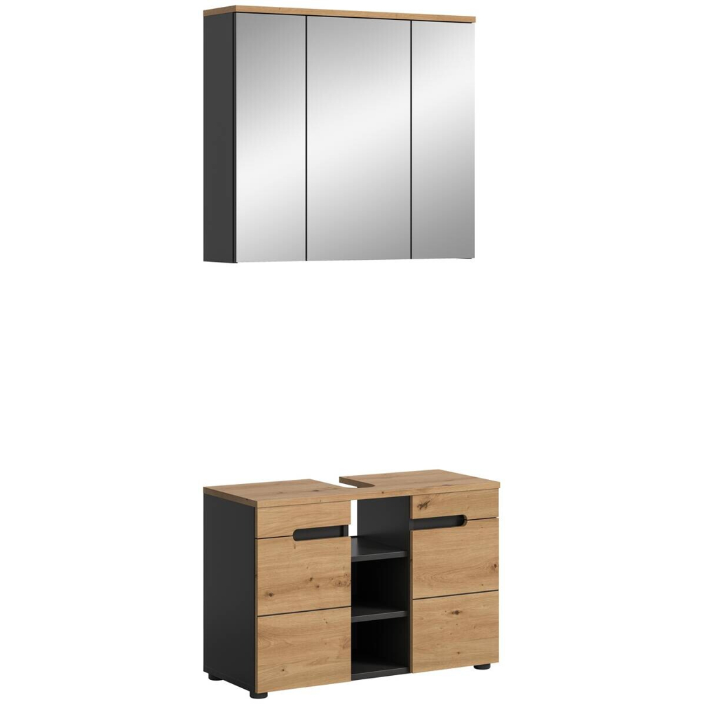 Badezimmer-Set Canu Basalt Eiche Artisan Nachbildung B/H/T: ca. 80x193x34 cm