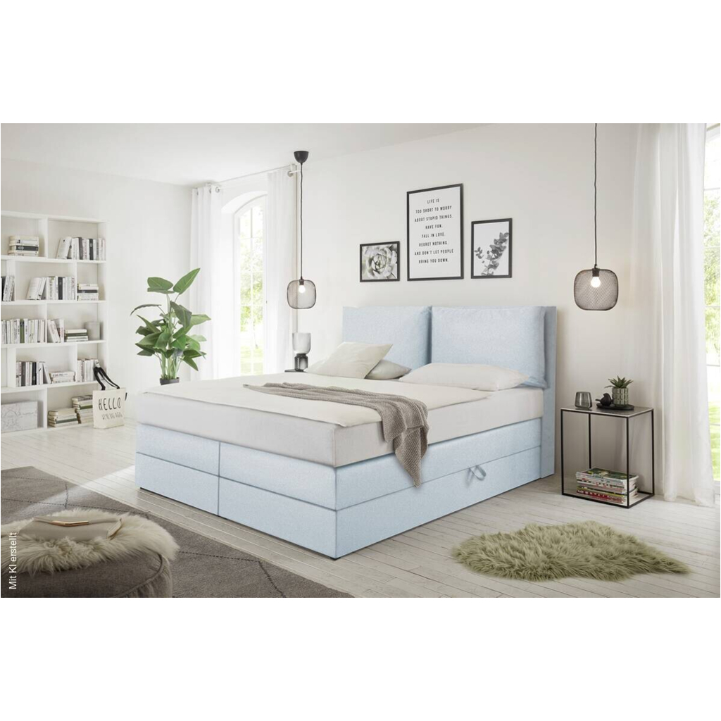 Boxspringbett Lissy hellblau Liegefläche B/L: ca. 180x200 cm