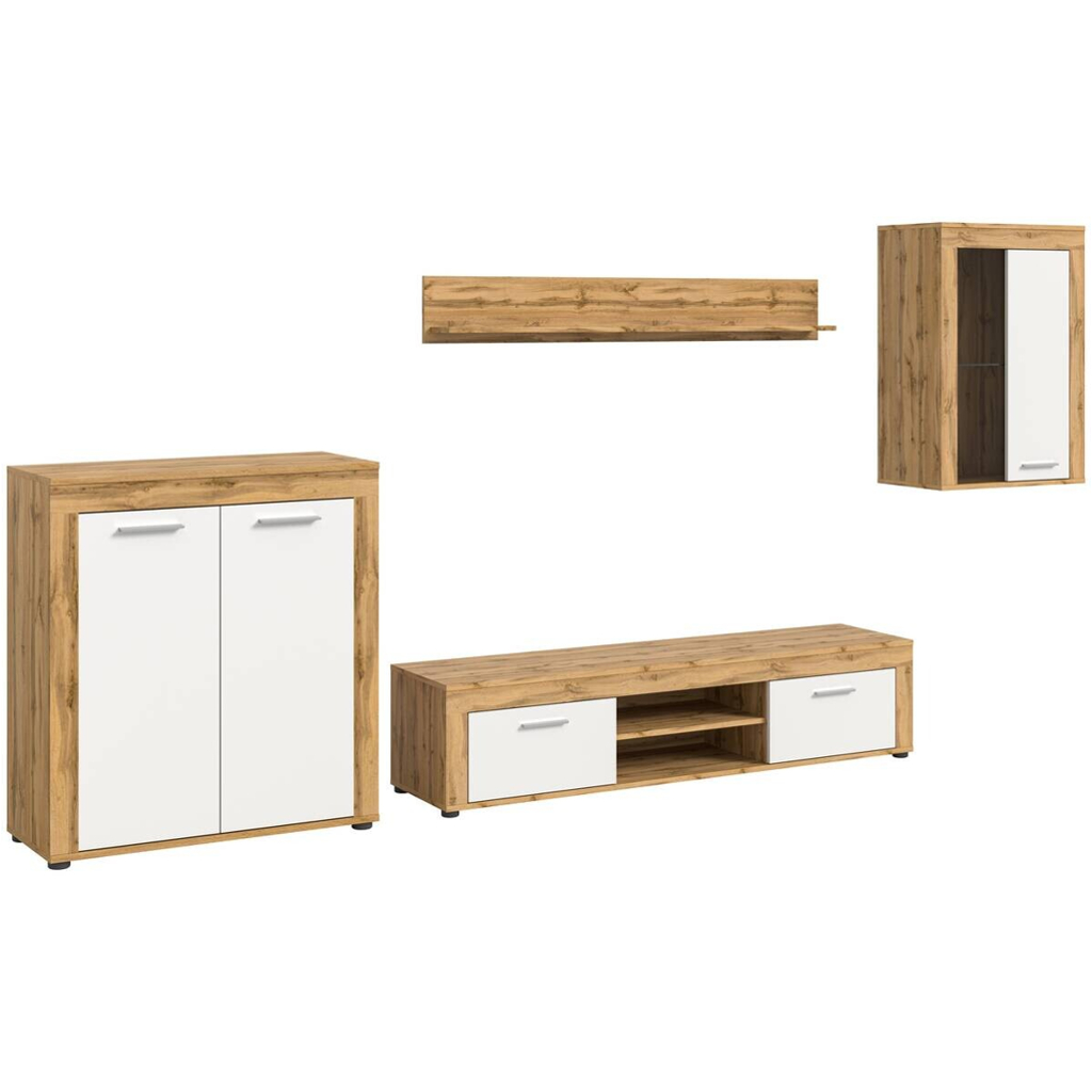 Wohnwand Jam Eiche Wotan Nachbildung weiß B/H/T: ca. 330x169x35 cm