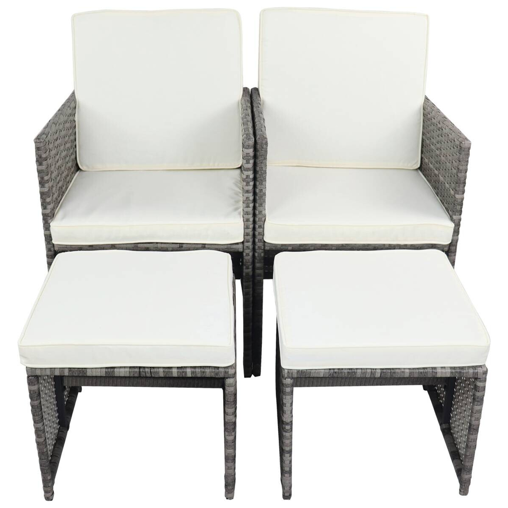 VCM Gartenstuhl 4er Set grau Rattan B/H/L: ca. 53x84x53 cm