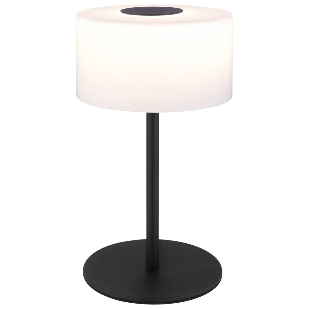 GLOBO Tischleuchte mattschwarz Opal Metall Glas H/D: ca. 34,5x20 cm 1 Brennstellen