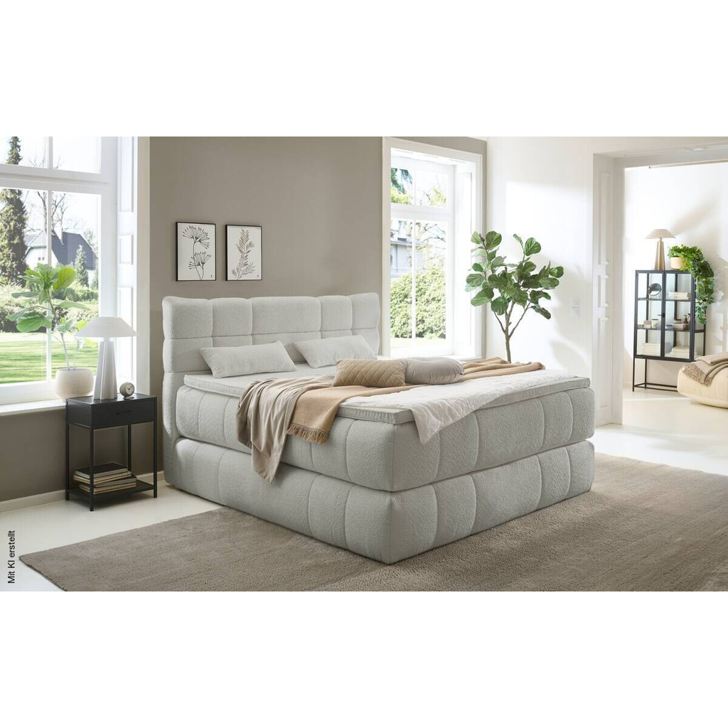 Boxspringbett Cannes steingrau Liegefläche B/L: ca. 180x200 cm