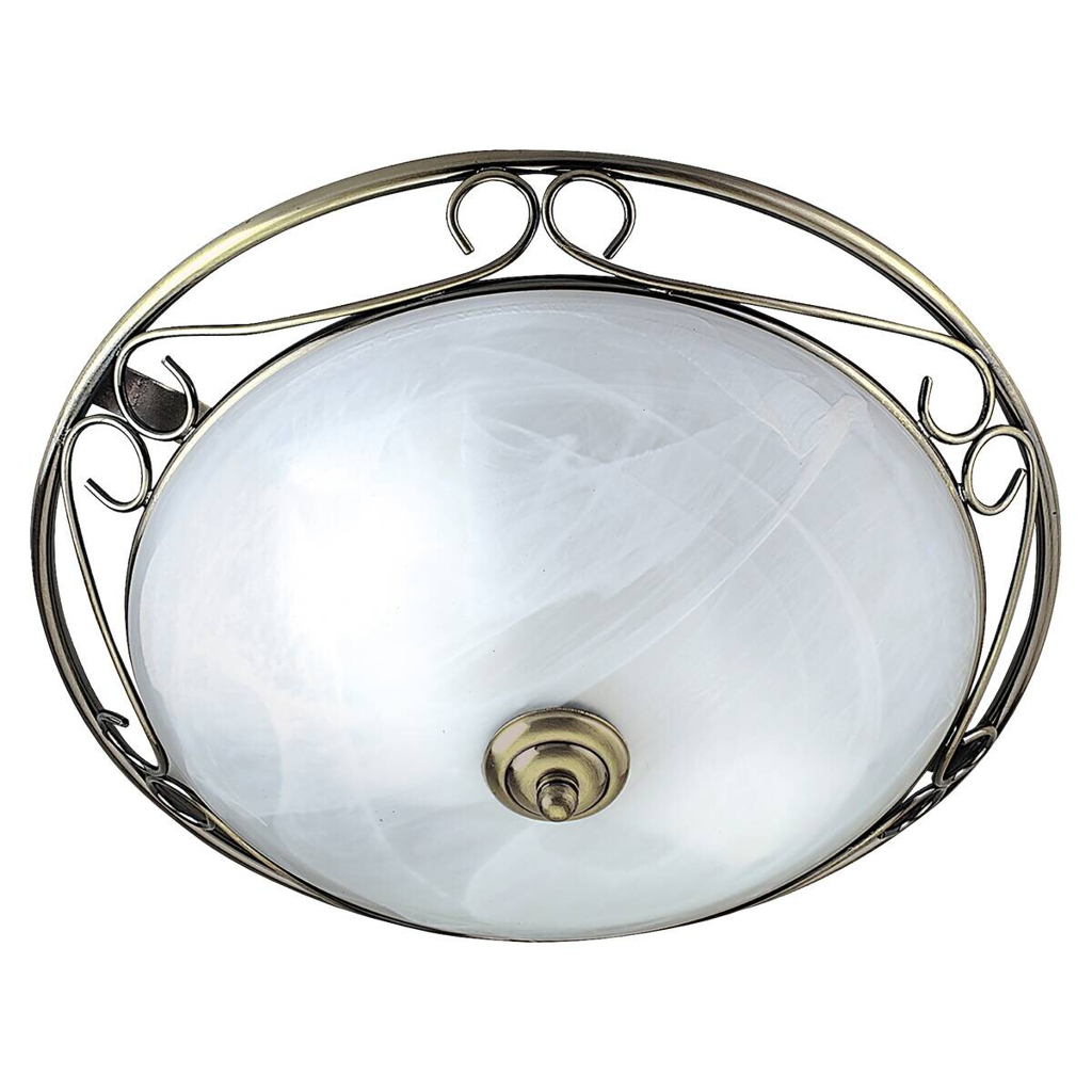 Searchlight Deckenleuchte Weybridge messing Glas Stahl B/H/L/D: ca. 37x16x37x37 cm E14 2 Brennstellen