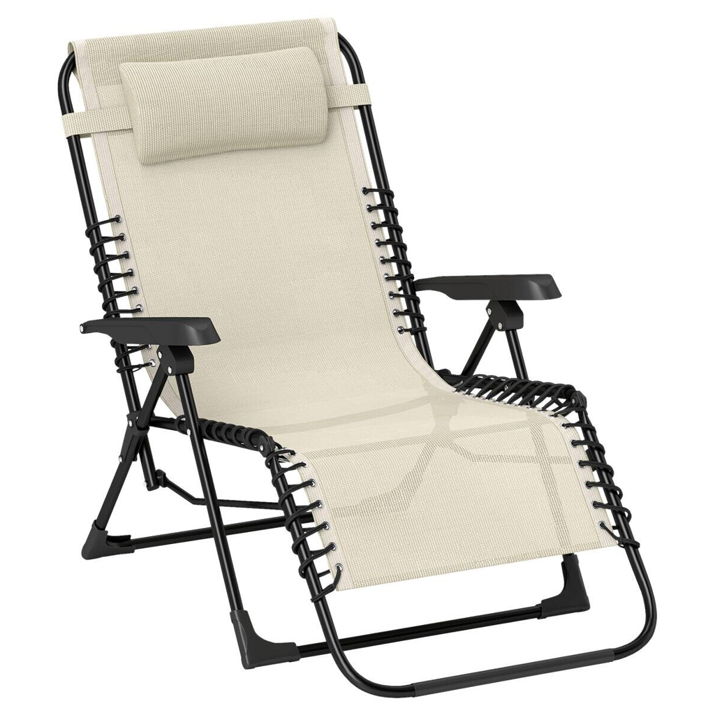 Outsunny Sonnenliege beige Netzstoff B/H/L: ca. 65x112x90 cm