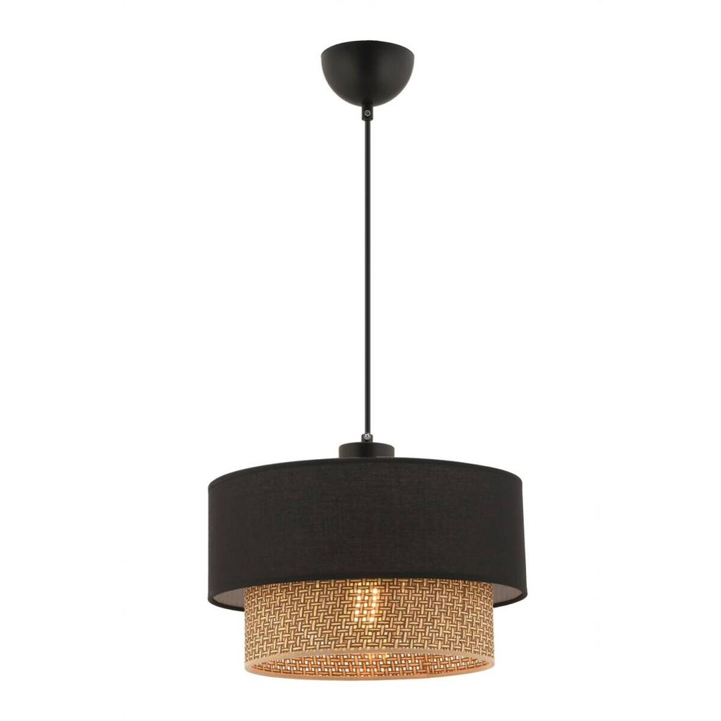Opviq Pendelleuchte Echo beige schwarz Baumwolle B/H/T/L/D: ca. 30x65x30x30x30 cm E27 1 Brennstellen