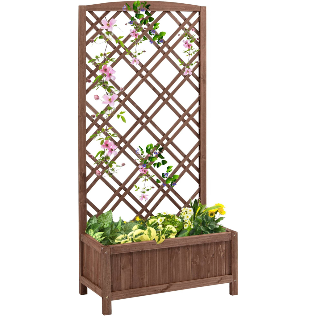 Outsunny Pflanzkasten gelb Holz B/H/L: ca. 30x122x60 cm