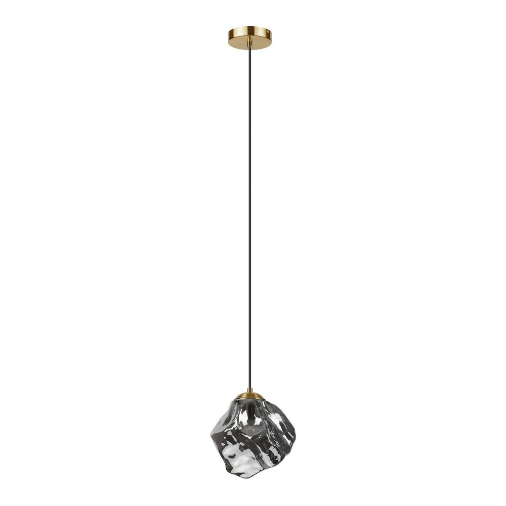 Lamkur Pendelleuchte Rauch Stahl Glas B/H/L: ca. 22x120x22 cm E14 1 Brennstellen